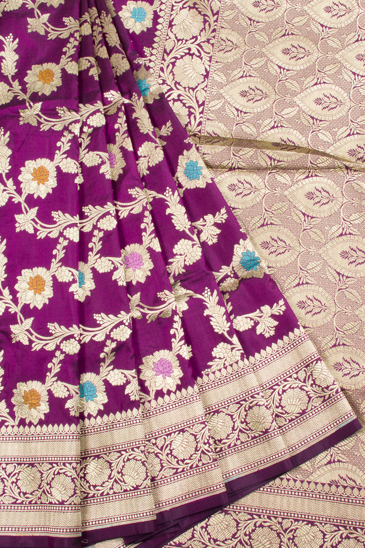 Purple Handloom Banarasi  Katan Silk Saree 10061293