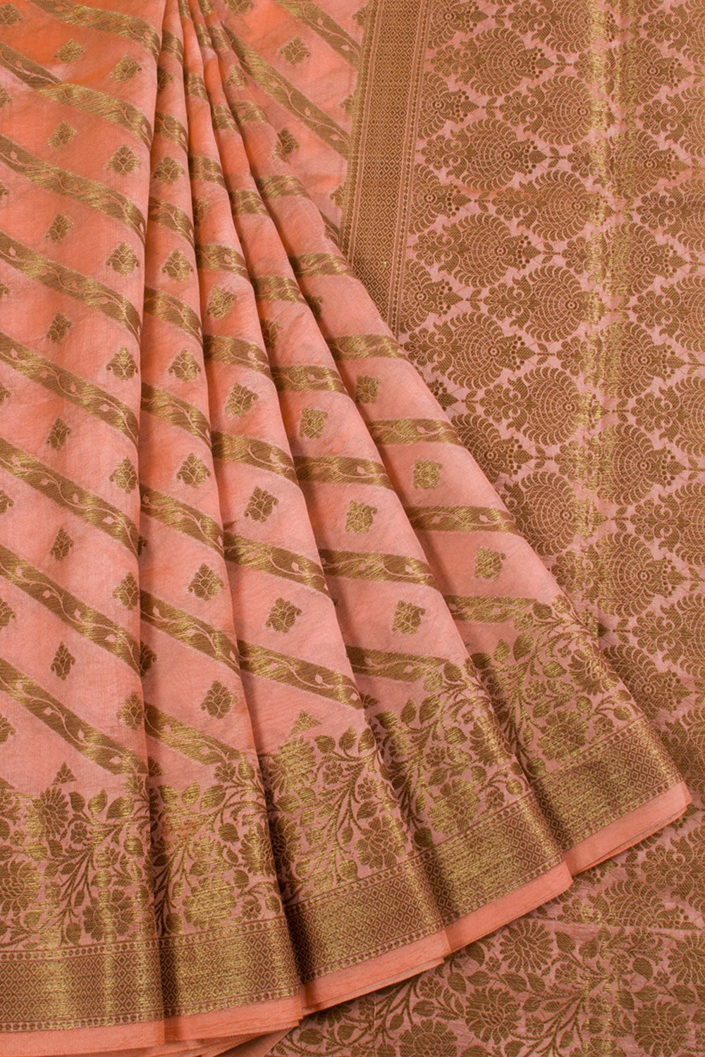 Peach Handloom Banarasi Summer Silk Saree 10061312