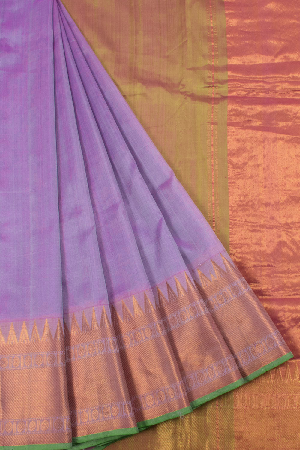 Handloom Mangalgiri Silk Saree with Temple, Zari Border and Embroidered Blouse