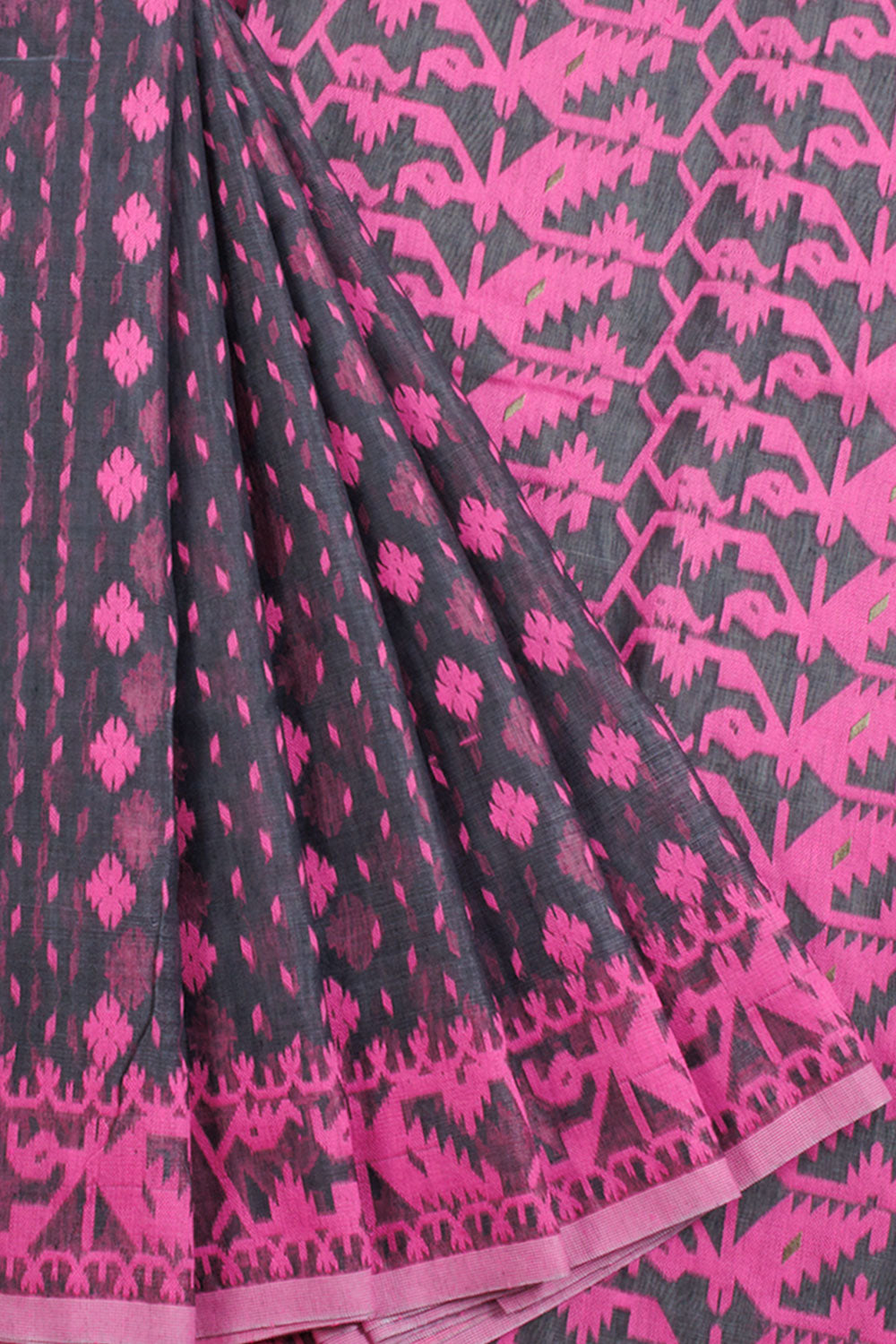 Handloom Cotton Saree in Jamdani Style 