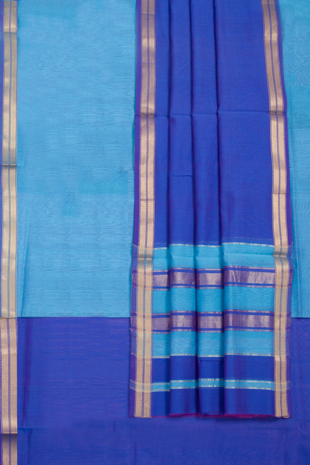 Blue Maheshwari Silk Cotton 3 pc Salwar Suit Material 10062197