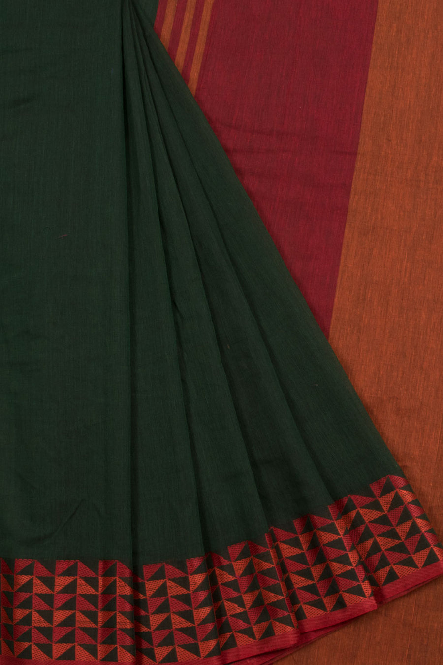 Handloom Bengal Cotton Saree with Half Diamond Design Border