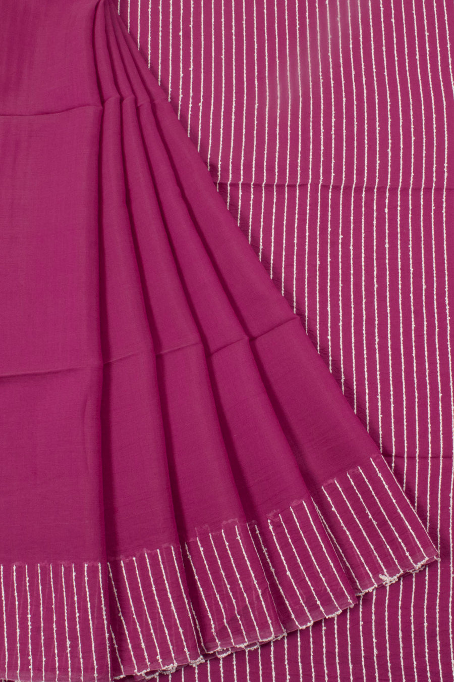 Handloom Silk Cotton Saree with Thread Stripes Design Border and Pallu