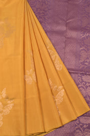 Handloom Borderless Kanjivaram Soft Silk Saree with Butterfly Motifs
