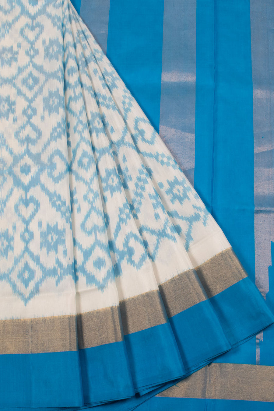 Handloom Kanjivaram Ikat Soft Silk Saree with Zari Border