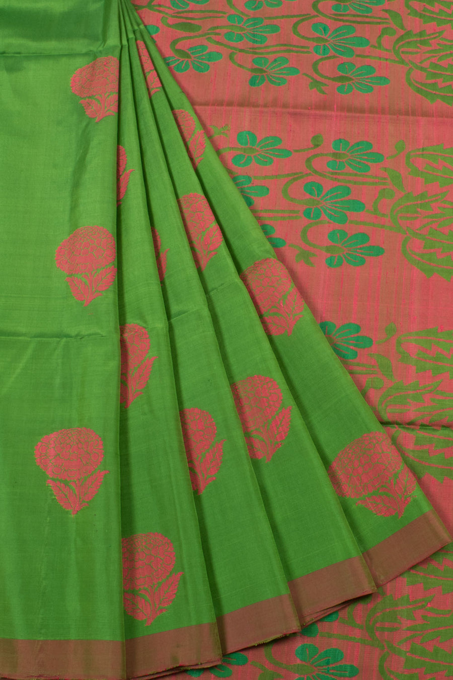 Handloom Kanjivaram Dupion Silk Saree with Floral Motifs 