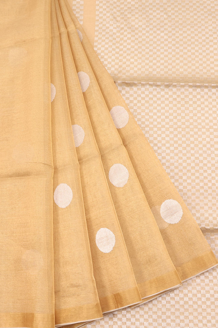 Tissue Silk Saree with Polka Dot Motifs and Checked Design Pallu