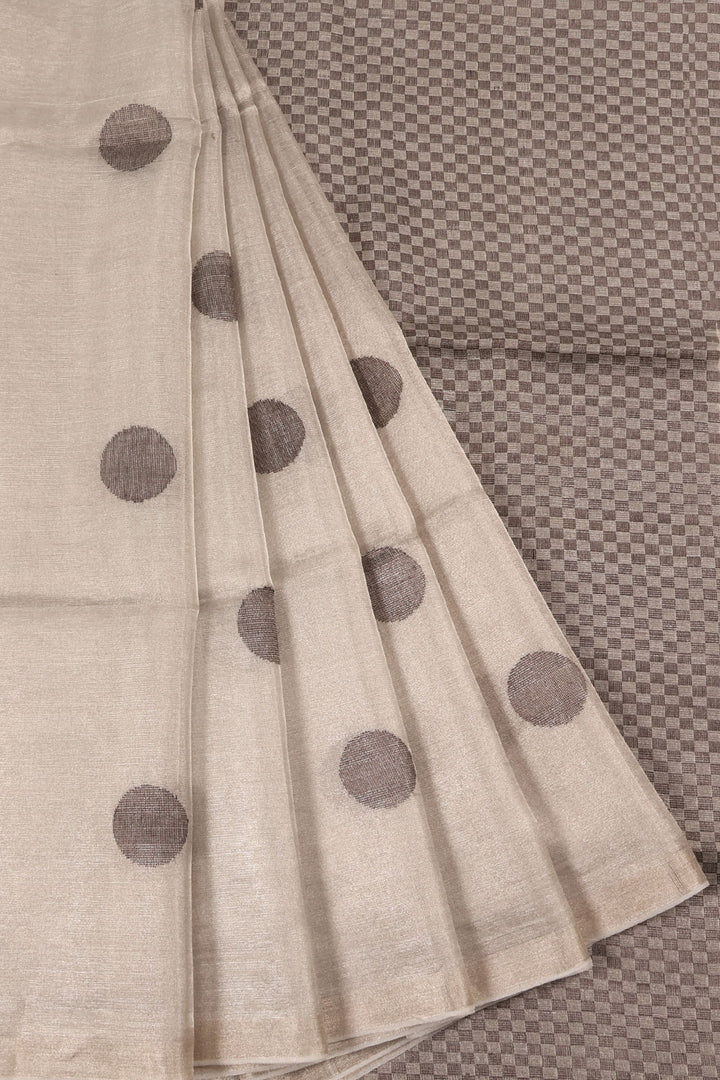 Glittering Silver Handloom Tissue Silk Saree 10059477