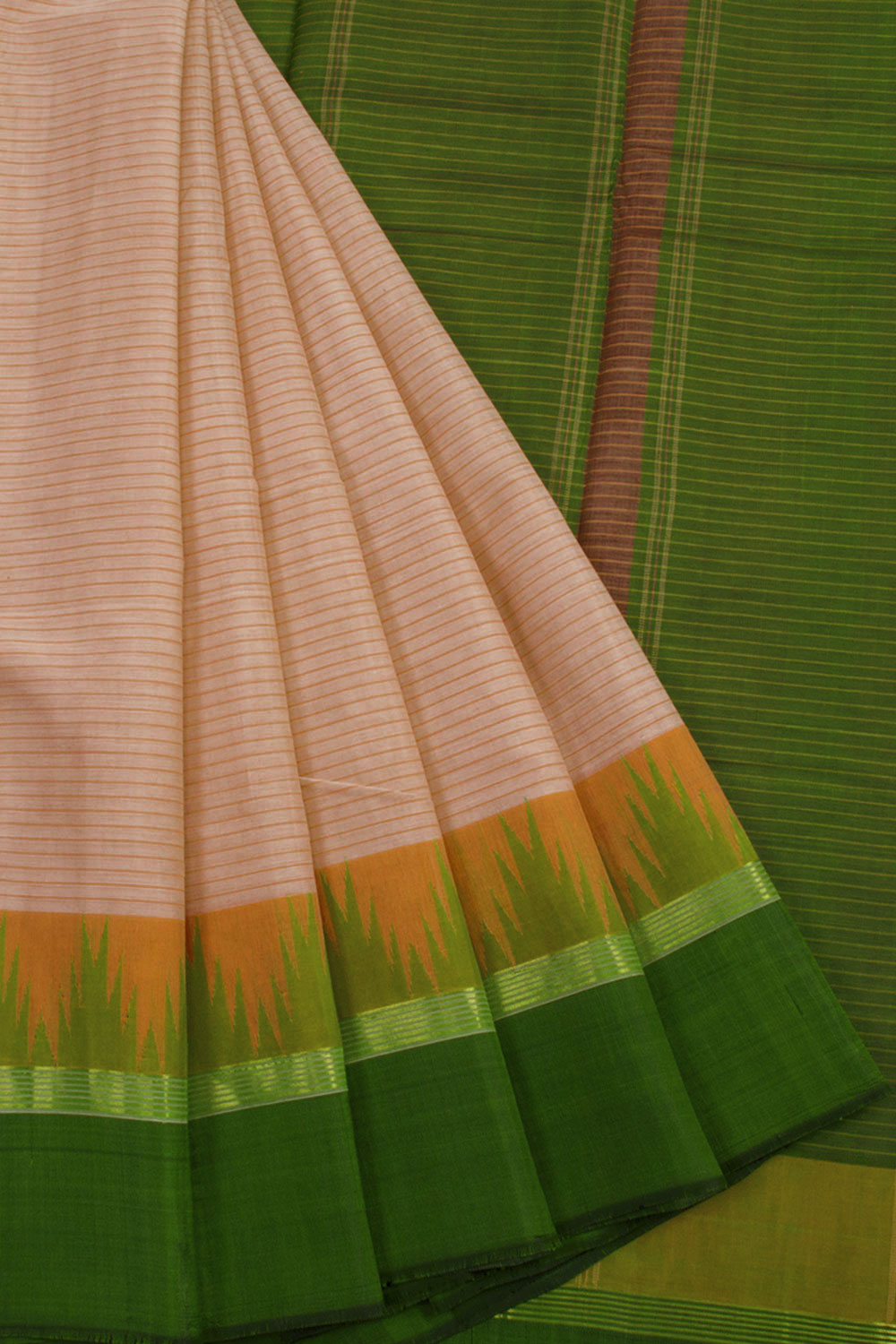Cream Handloom Kanchi Silk Cotton Saree 10061801