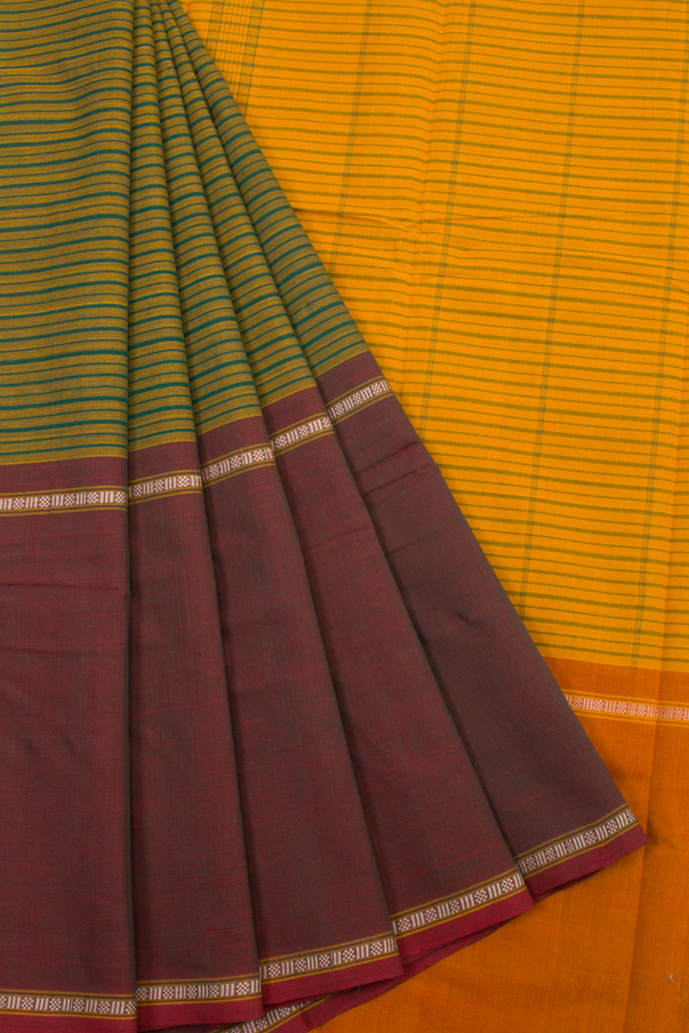 Green Muppagam Handloom Kanchi Cotton Saree 10061814
