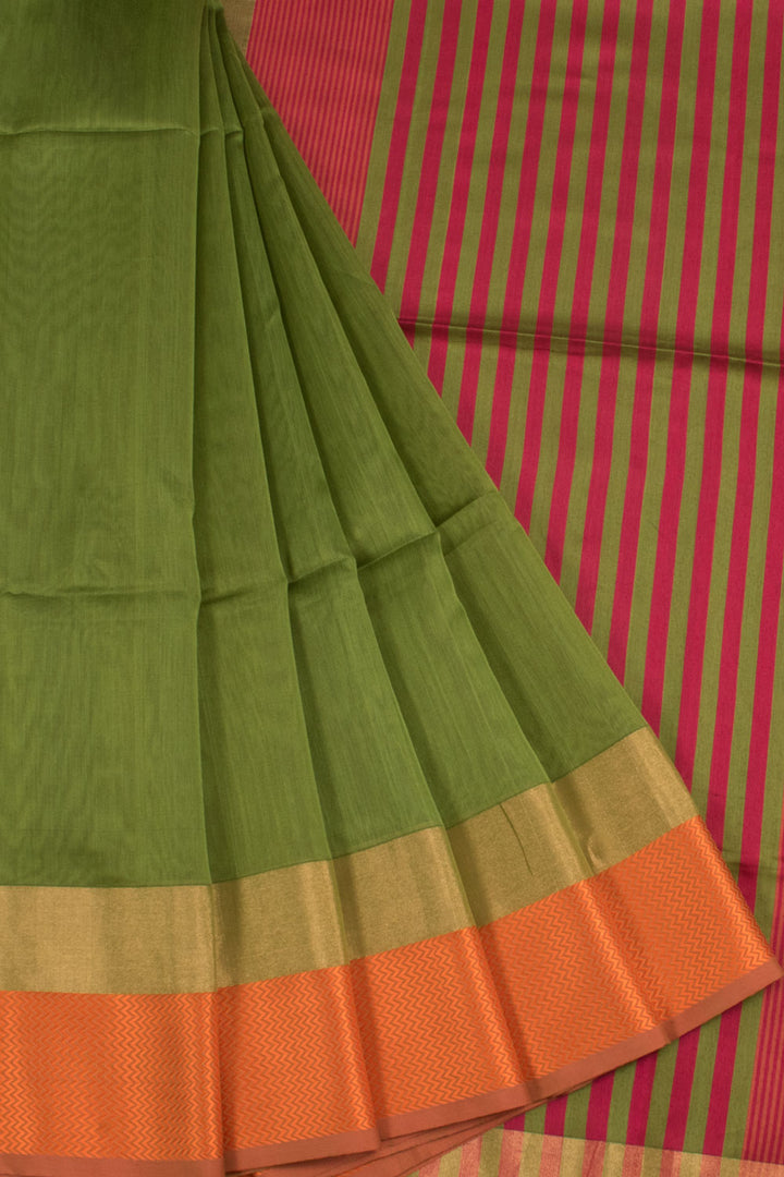Handloom Maheshwari Silk Cotton Saree with Ganga Jamuna Border 