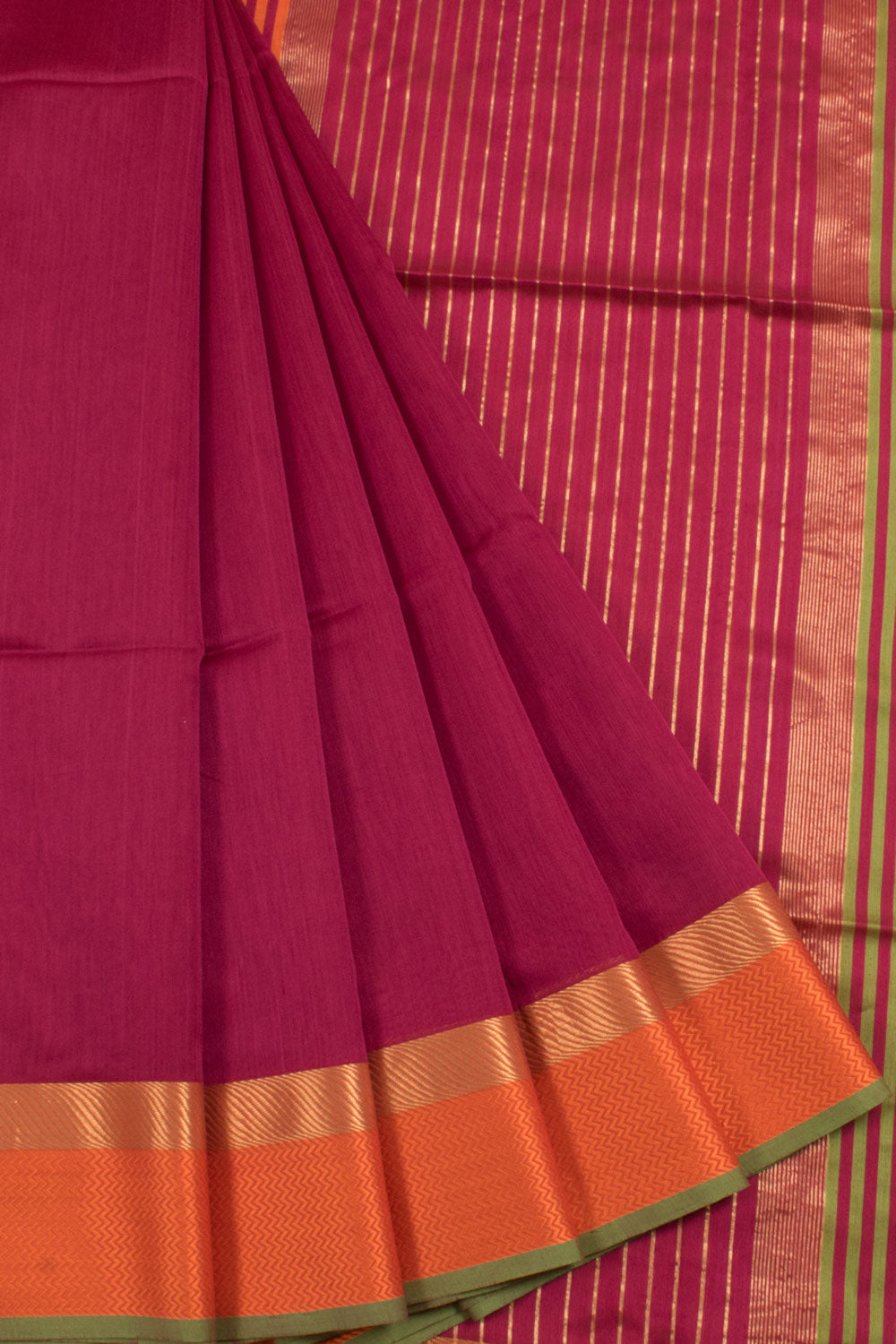 Handloom Maheshwari Silk Cotton Saree with Ganga Jamuna Border