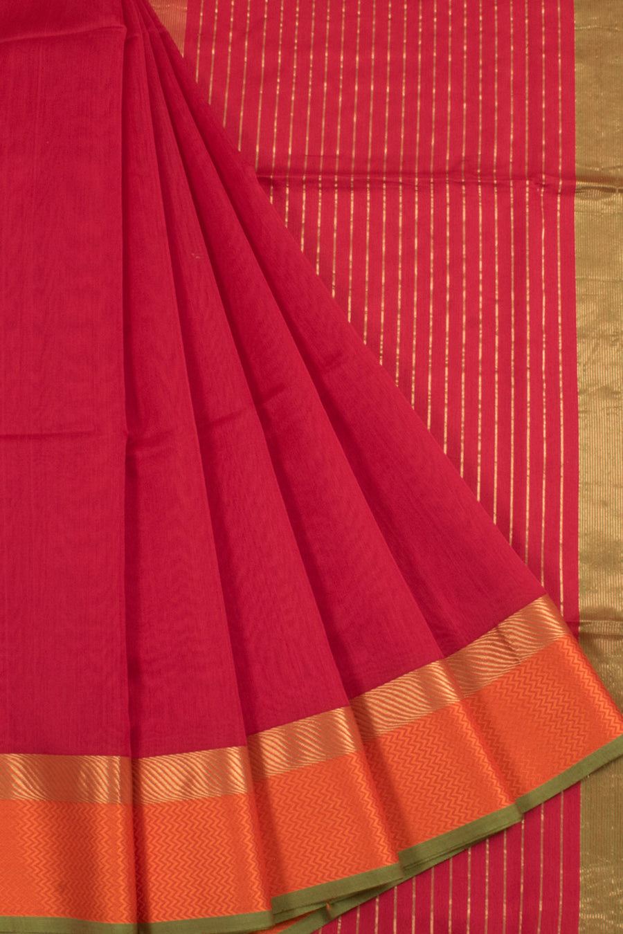 Handloom Maheshwari Silk Cotton Saree with Ganga Jamuna Border
