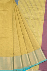 Handloom Maheshwari Silk Cotton Saree with Chevron Ganga Jamuna Border