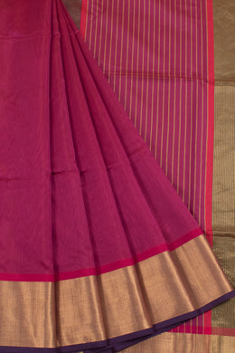 Handloom Maheshwari Silk Cotton Saree with Zari Border