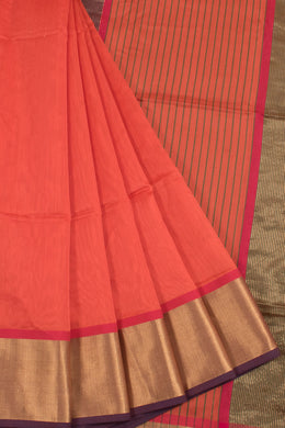 Handloom Maheshwari Silk Cotton Saree with Zari Border