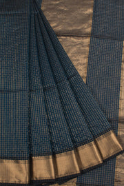 Handloom Maheshwari Silk Cotton Saree with Zari Checks Design 