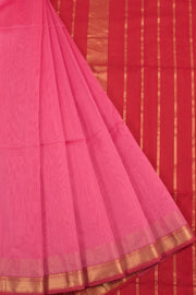 Handloom Maheshwari Silk Cotton Saree with Chevron Zari Border