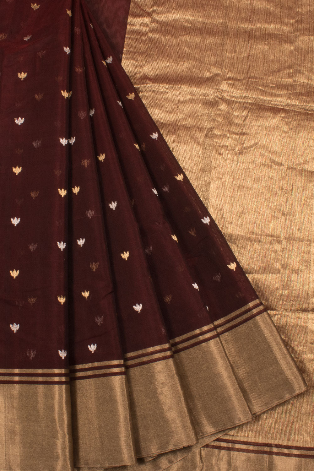 Handloom Chanderi Silk Cotton Saree with Sona Chaandi Floral Motifs