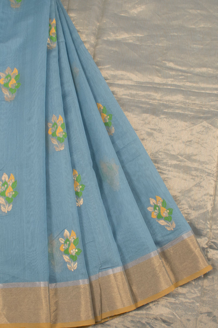 Handloom Chanderi Silk Cotton Saree with Meenakari Floral Motifs