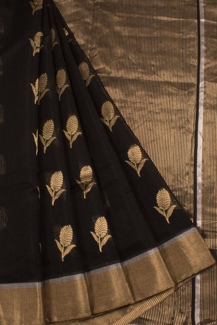 Handloom Chanderi Silk Cotton Saree with Meenakari Floral Motifs 