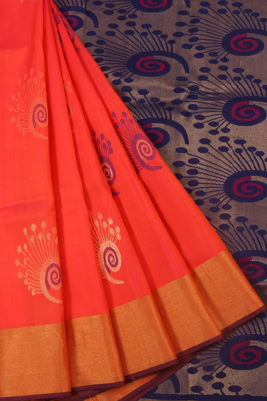 Salem Soft Silk Saree with Meenakari Floral Motifs Design and Contrast Pallu with Zari Border