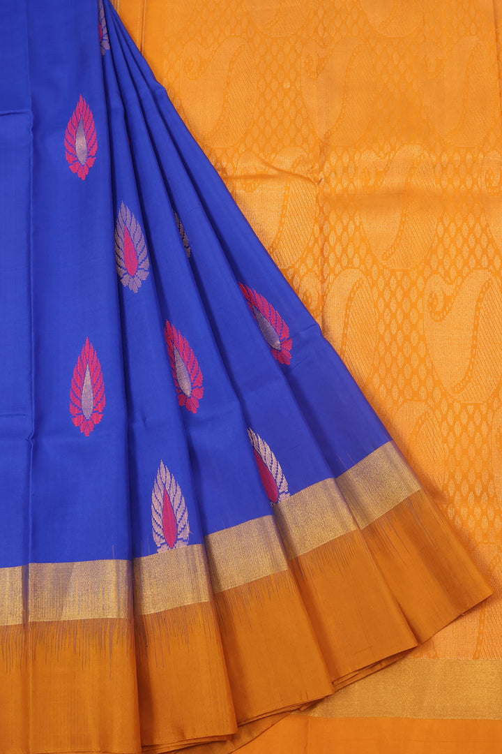 Salem Soft Silk Saree with Meenakari Floral Motifs Design and Contrast Pallu with Paisley Motifs