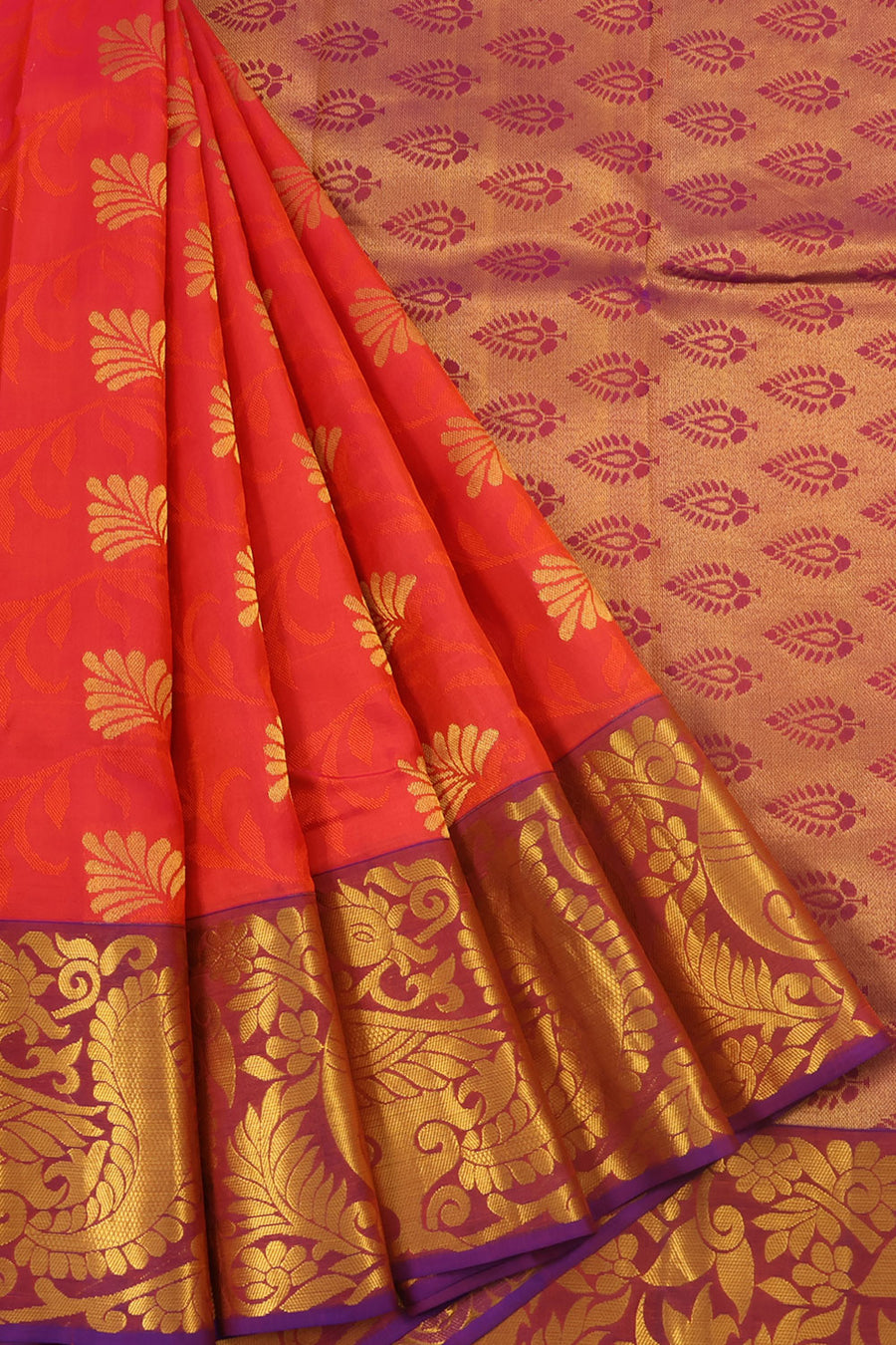 Salem Soft Silk Saree with Meenakari Floral Motifs Design and Peacock Motifs Border