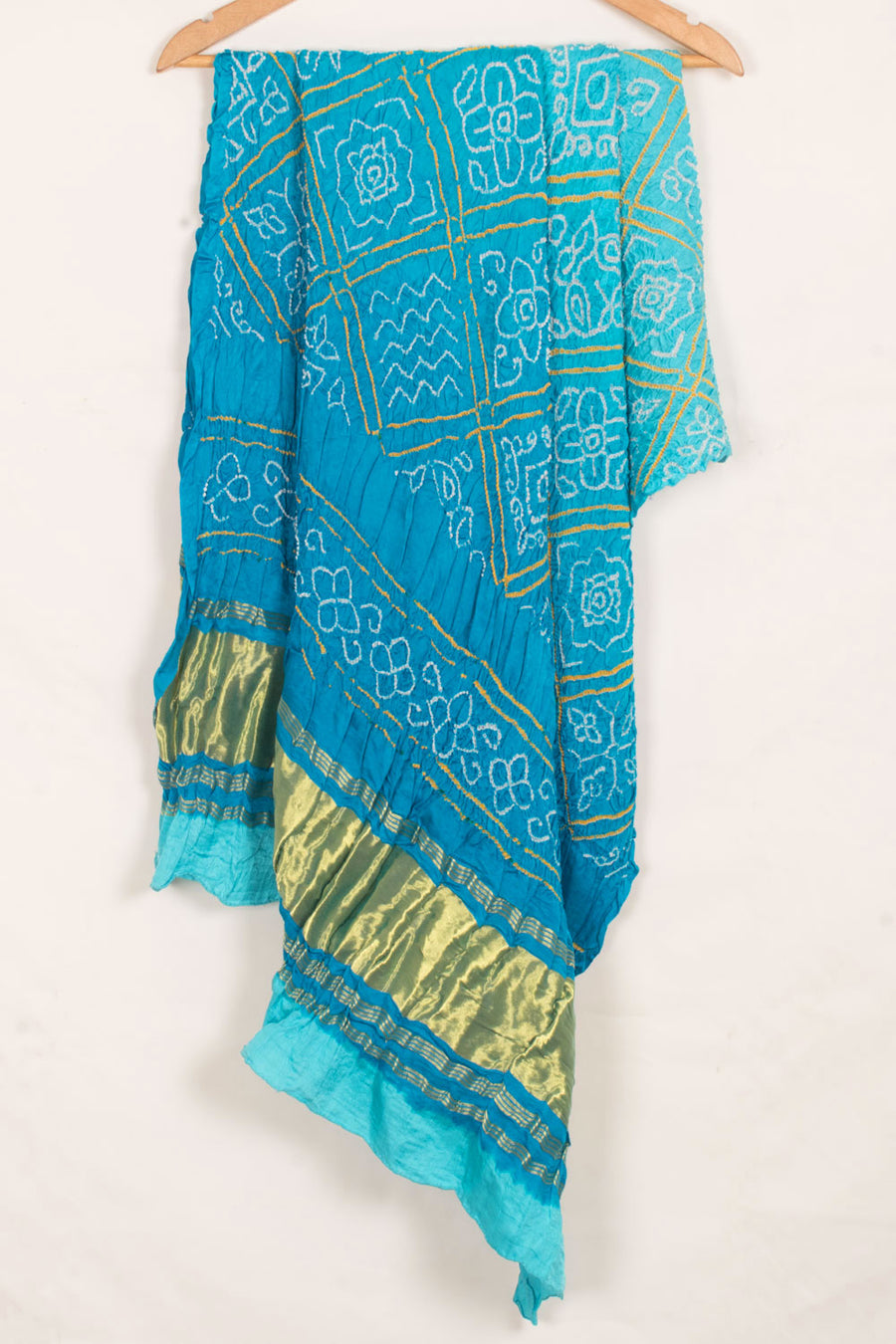 Handcrafted Bandhani Ombre Dyed Gajji Silk Dupatta with Lagdi Patta Barbhat Design