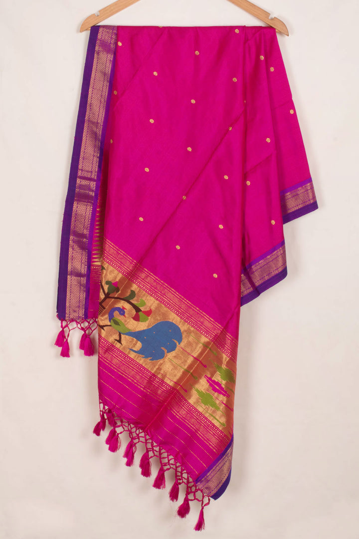Handwoven Paithani Silk Dupatta with Peacock Design Palla
