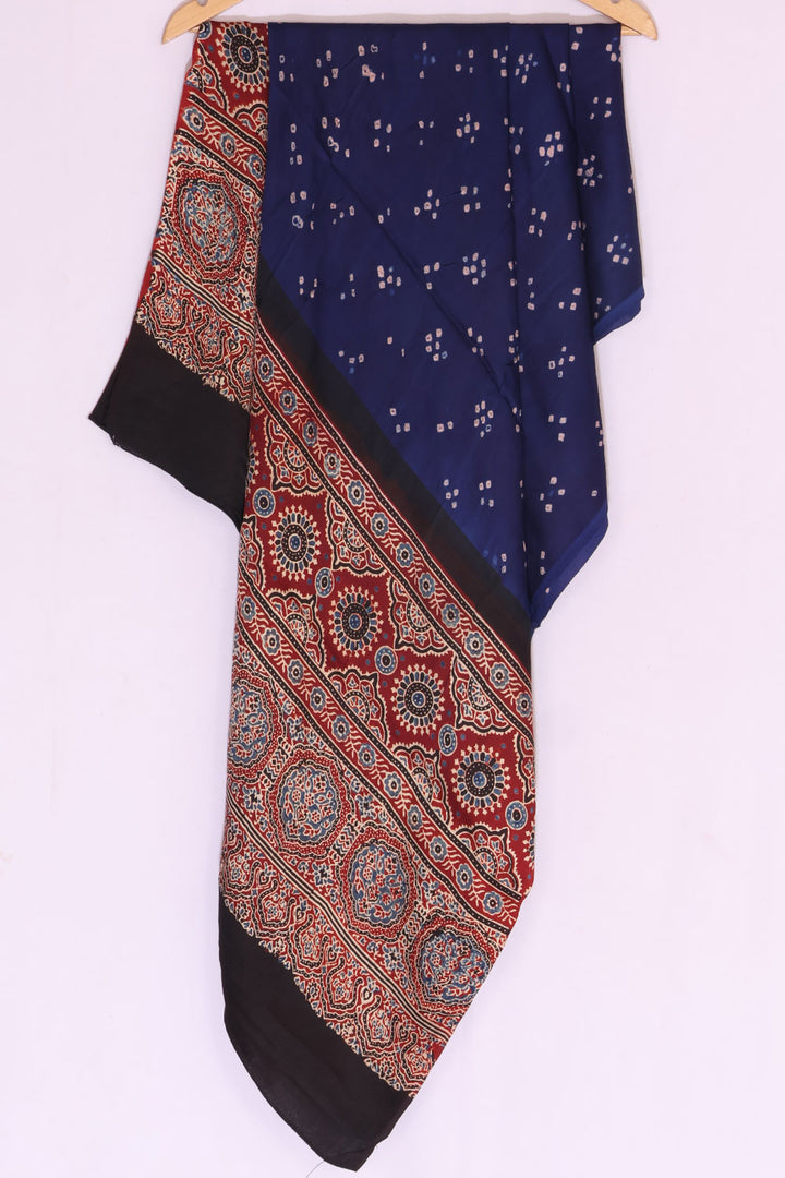 Ajrakh printed Bandhani dupatta in Modal Silk 