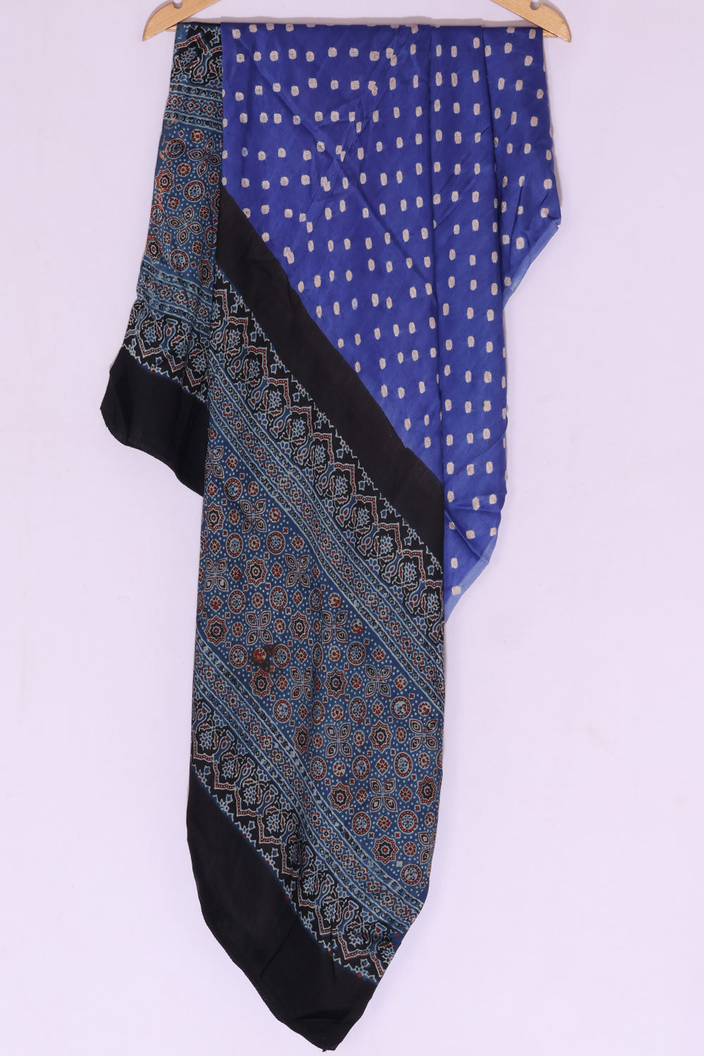 Ajrakh printed Bandhani Dupatta in Modal Silk