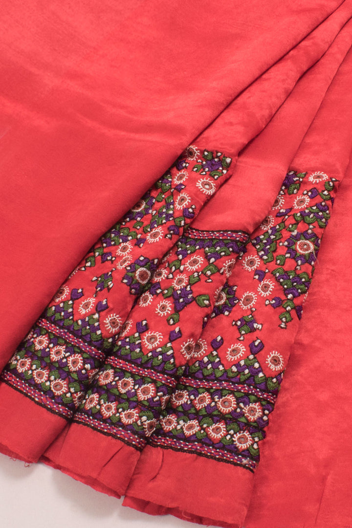 Hand Embroidered Mashru Blouse Material with Mirror Work