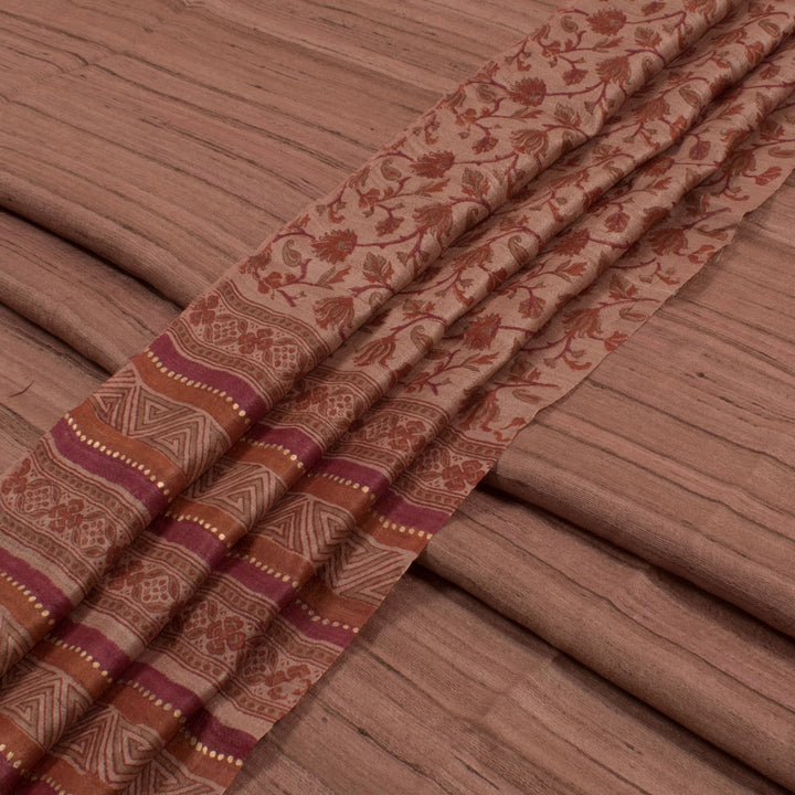 Handwoven Geecha Silk 2-Piece Salwar Suit Material with Printed Tussar Silk Dupatta