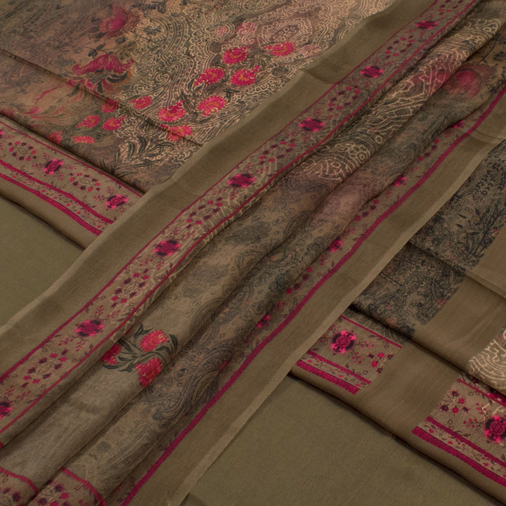 Screen Printed Crepe Silk Salwar Suit Material with Chiffon Dupatta 