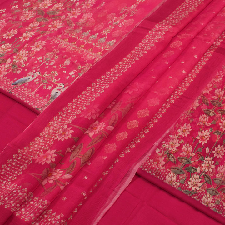 Screen Printed Crepe Silk Salwar Suit Material with Chiffon Dupatta