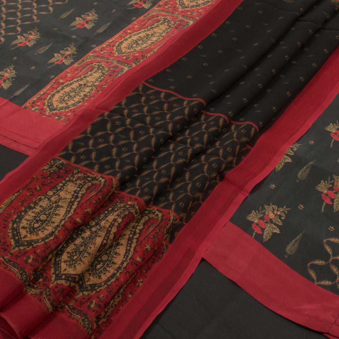 Screen Printed Soft Silk Semi-Stitched Salwar Suit Material with Chiffon Dupatta