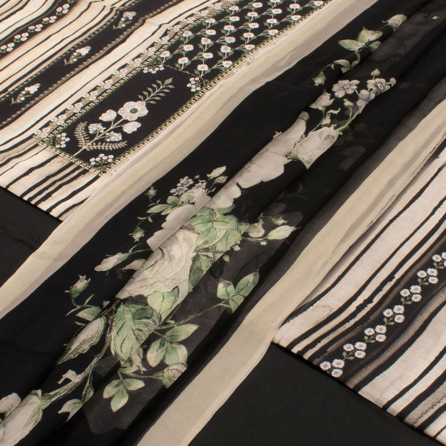 Screen Printed Linen Silk Salwar Suit Material with Georgette Dupatta