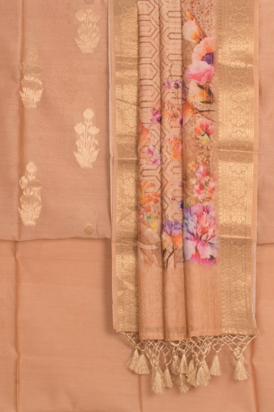 Handloom Banarasi Silk Cotton 3-Piece Salwar Suit Material with Digital Printed Dupatta