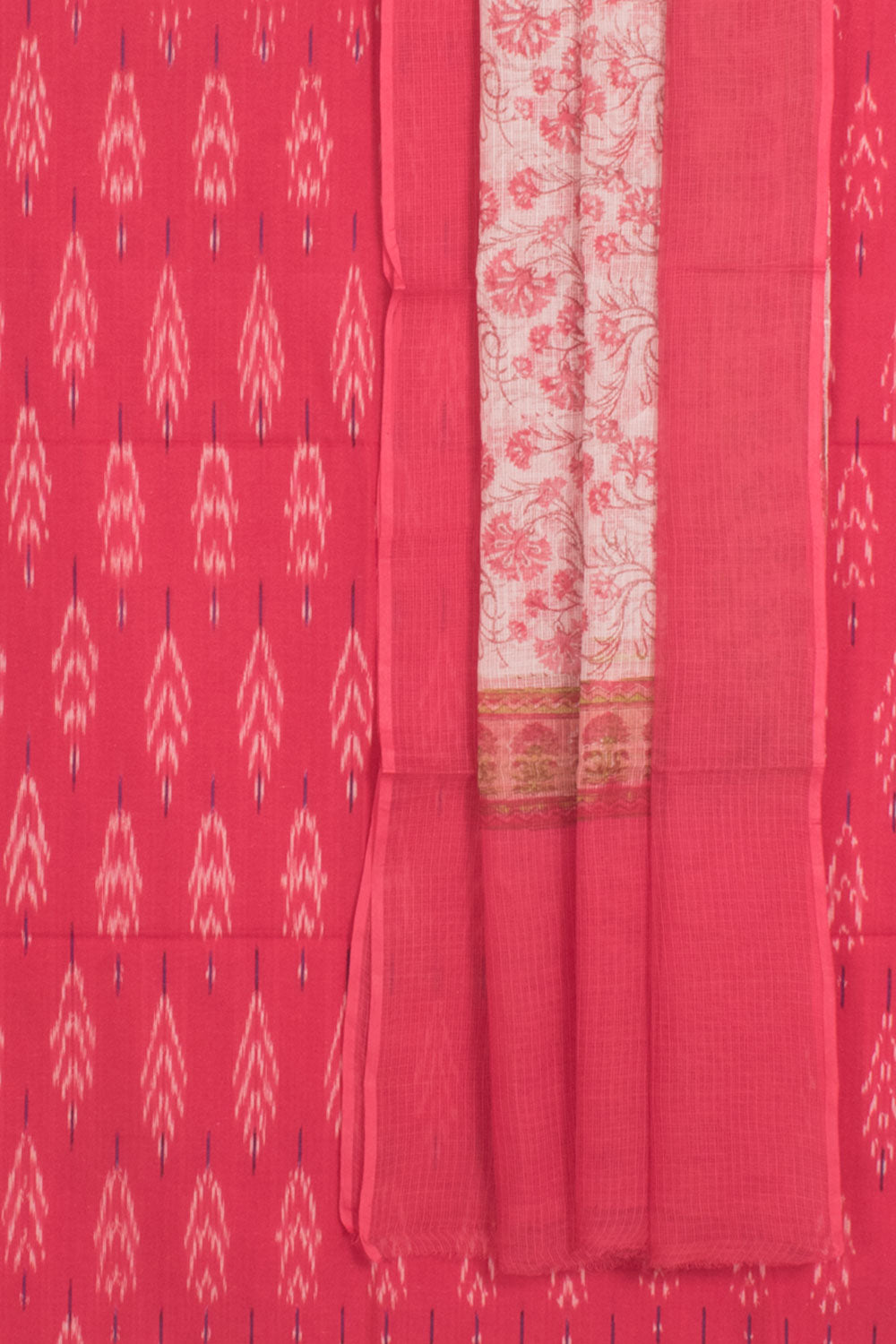 Handloom Ikat Cotton 2-Piece Salwar Suit Material with Kota Dupatta 
