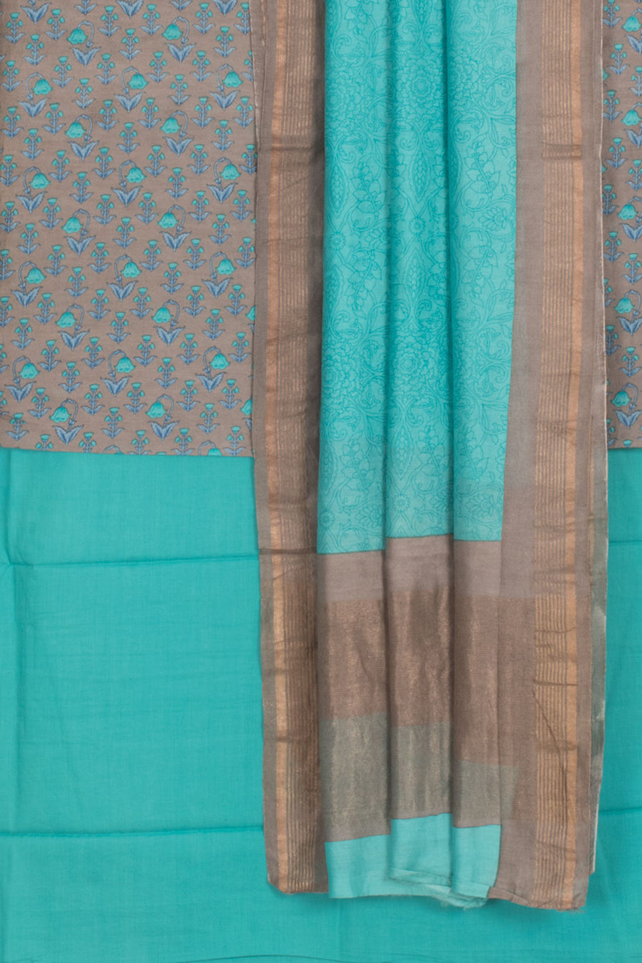 Hand Block Printed Silk Cotton 3-Piece Salwar Suit Material
