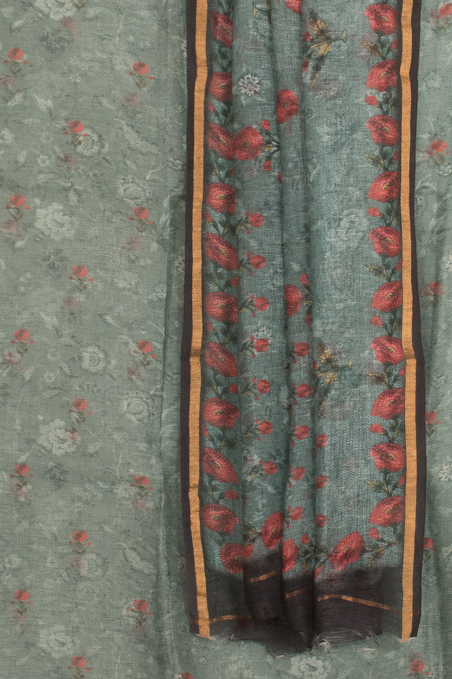 Digital Printed Linen 2-Piece Salwar Suit Material with Floral Design