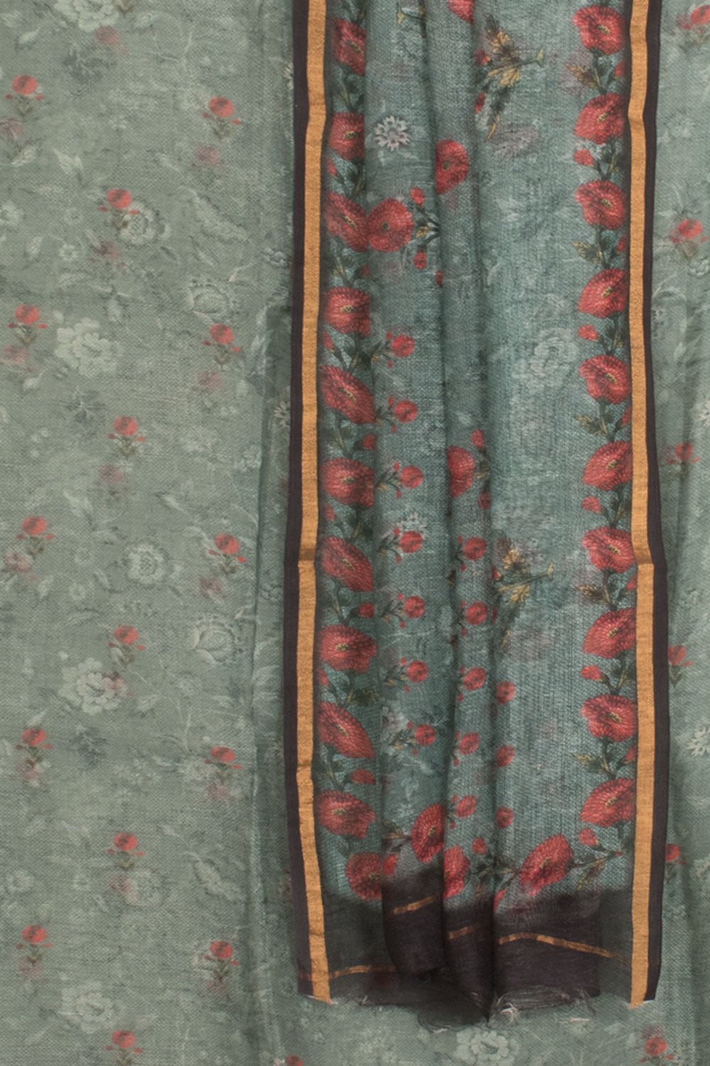 Digital Printed Linen 2-Piece Salwar Suit Material with Floral Design