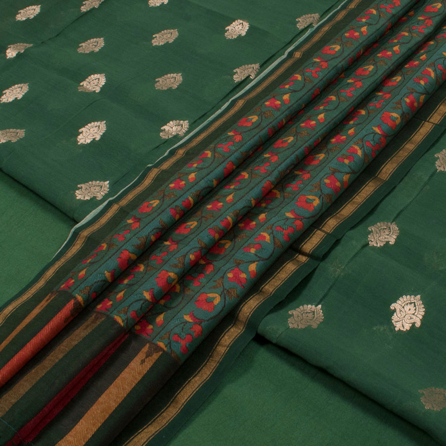 Handwoven Banarasi Muga Silk Salwar Suit Material with Pichwai Printed Dupatta