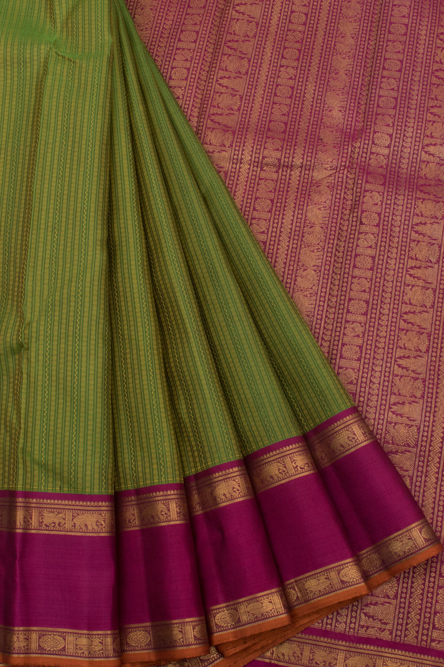 Handloom Pure Zari Kanjivaram Silk Saree with Thread work Design and Thandavalam Border