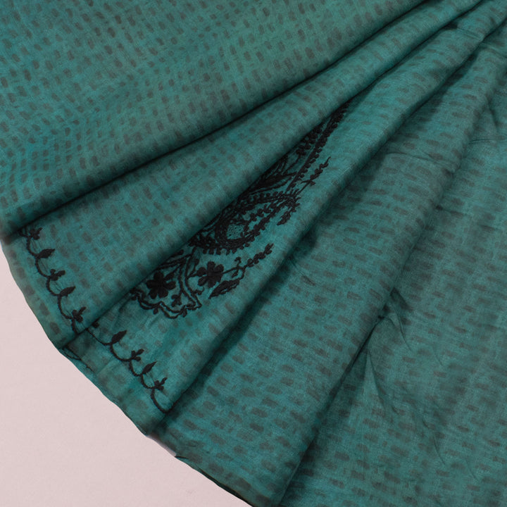 Chikankari Embroidered Tussar Silk Blouse Material 10054519