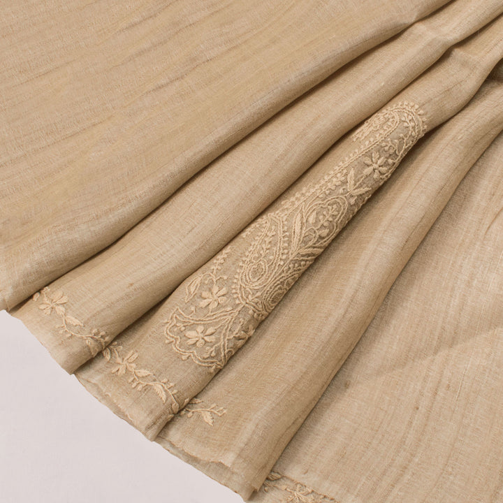 Chikankari Embroidered Tussar Silk Blouse Material 10054525
