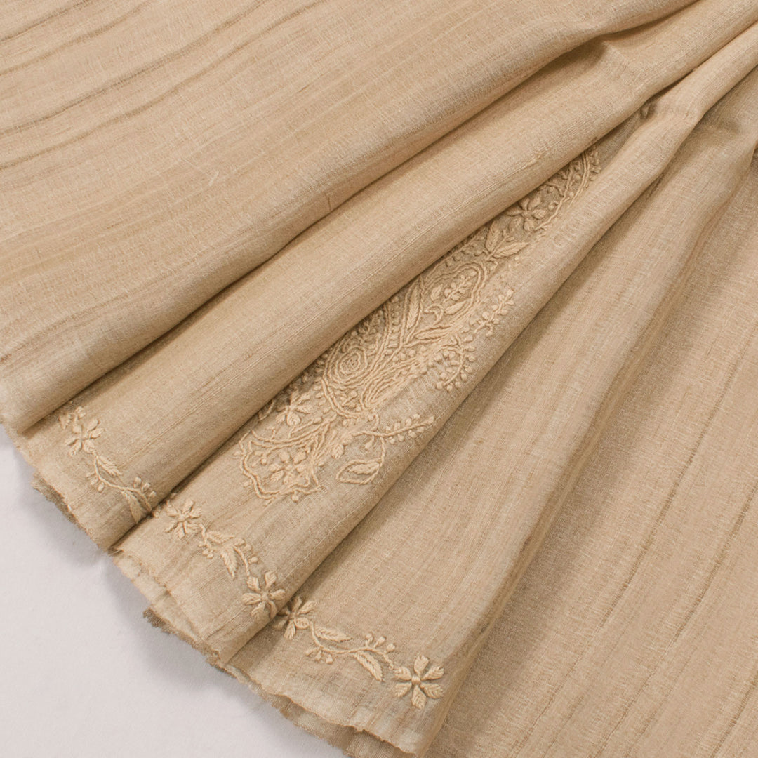 Chikankari Embroidered Tussar Silk Blouse Material 10054526