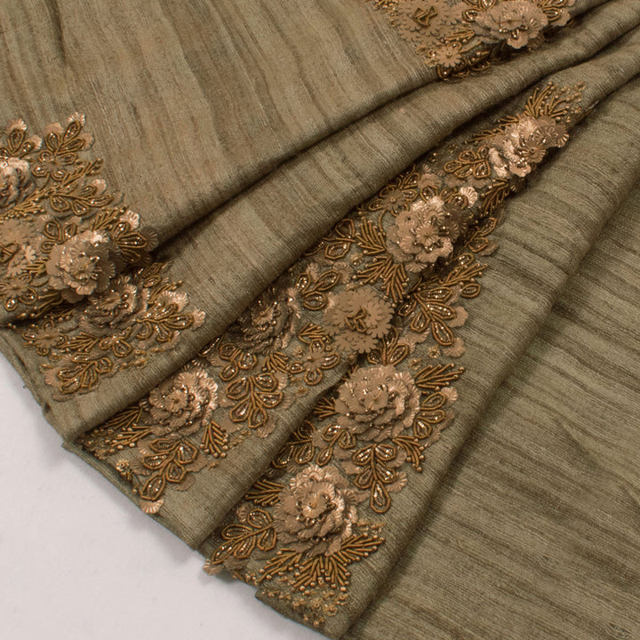 Zardosi Embroidered Tussar Silk Blouse Material 10054531