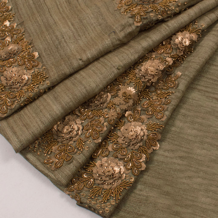 Zardosi Embroidered Tussar Silk Blouse Material 10054534